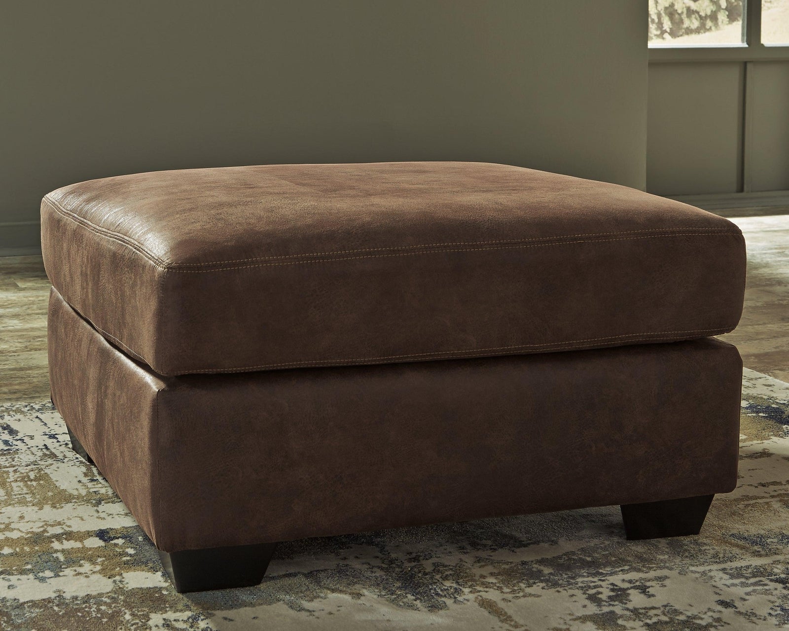 Bladen Coffee Faux Leather Oversized Accent Ottoman