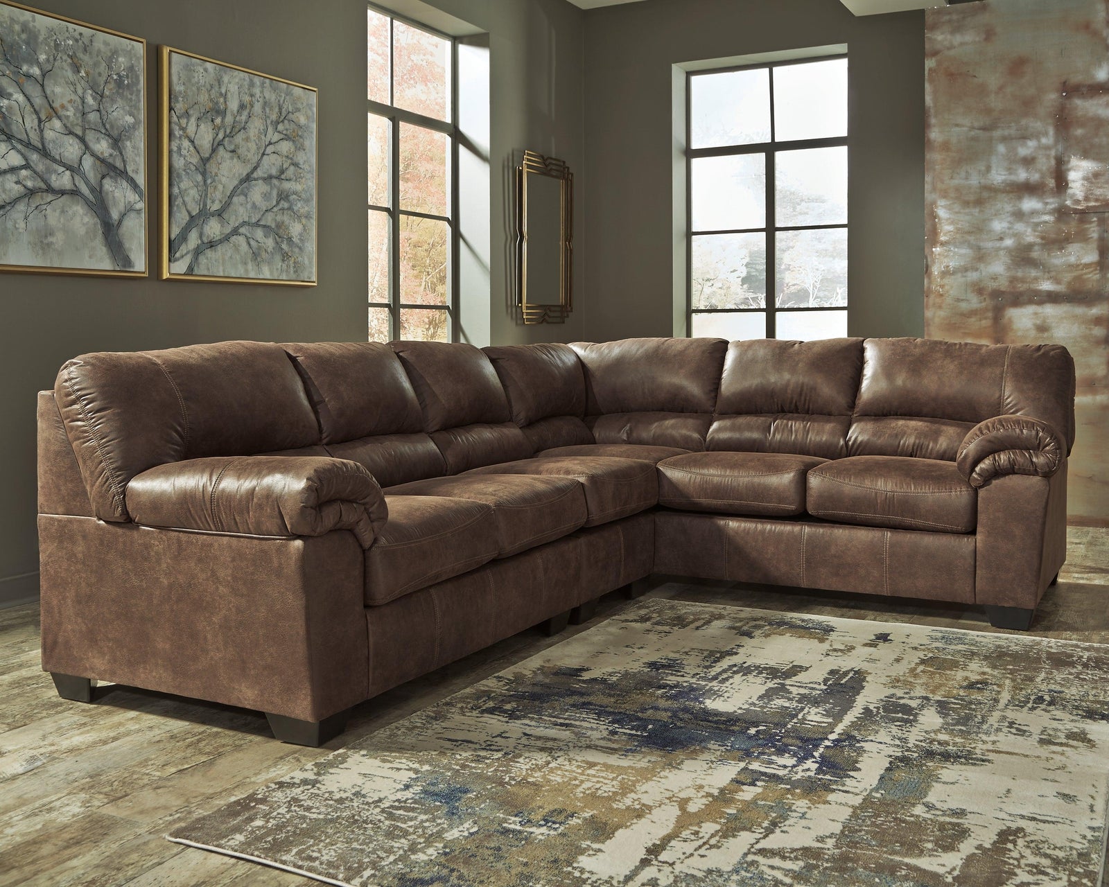 Bladen Coffee Faux Leather 3-Piece Sectional 12020S3