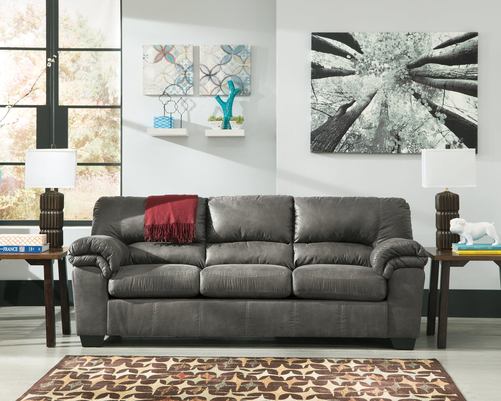 Bladen Slate Faux Leather Sofa - Ella Furniture