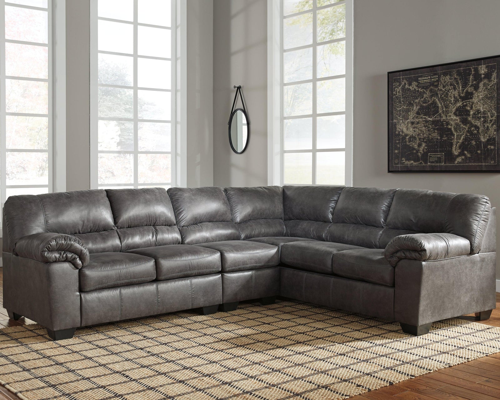 Bladen Slate Faux Leather 3-Piece Sectional 12021S3