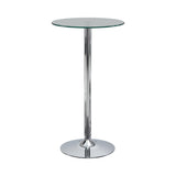 Abiline Glass Top Round Bar Table Chrome - Ella Furniture