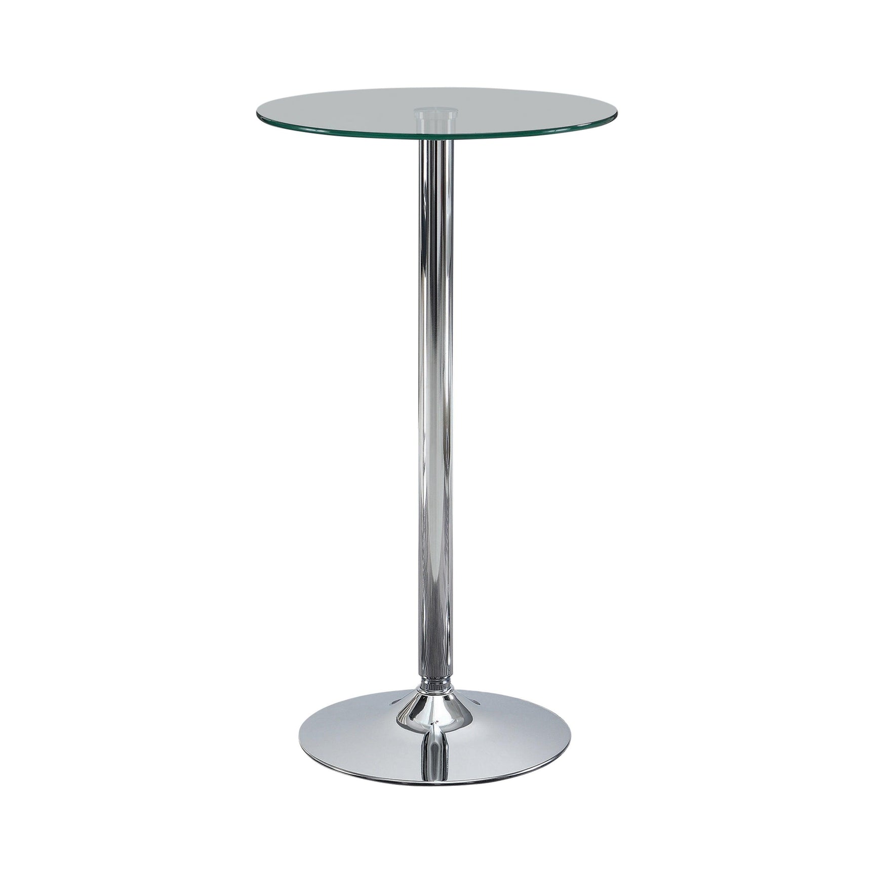 Abiline Glass Top Round Bar Table Chrome - Ella Furniture