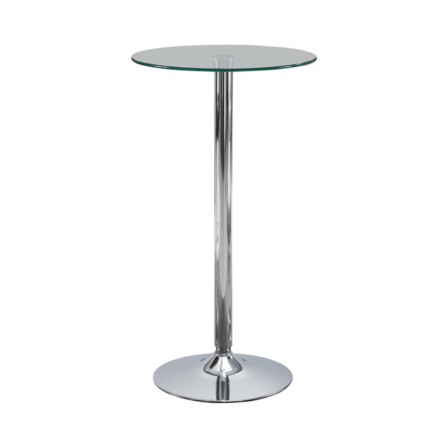 Abiline Glass Top Round Bar Table Chrome - Ella Furniture