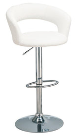Barraza 29″ Adjustable Height Bar Stool White And Chrome - Ella Furniture