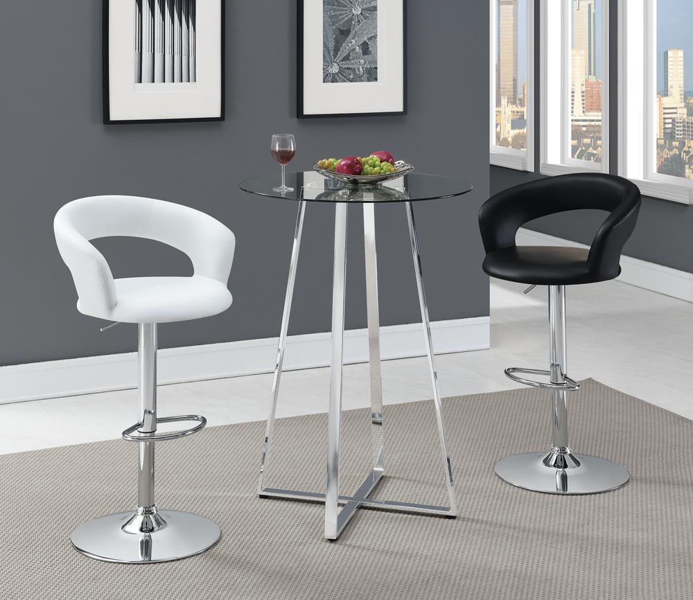 Barraza 29″ Adjustable Height Bar Stool White And Chrome - Ella Furniture