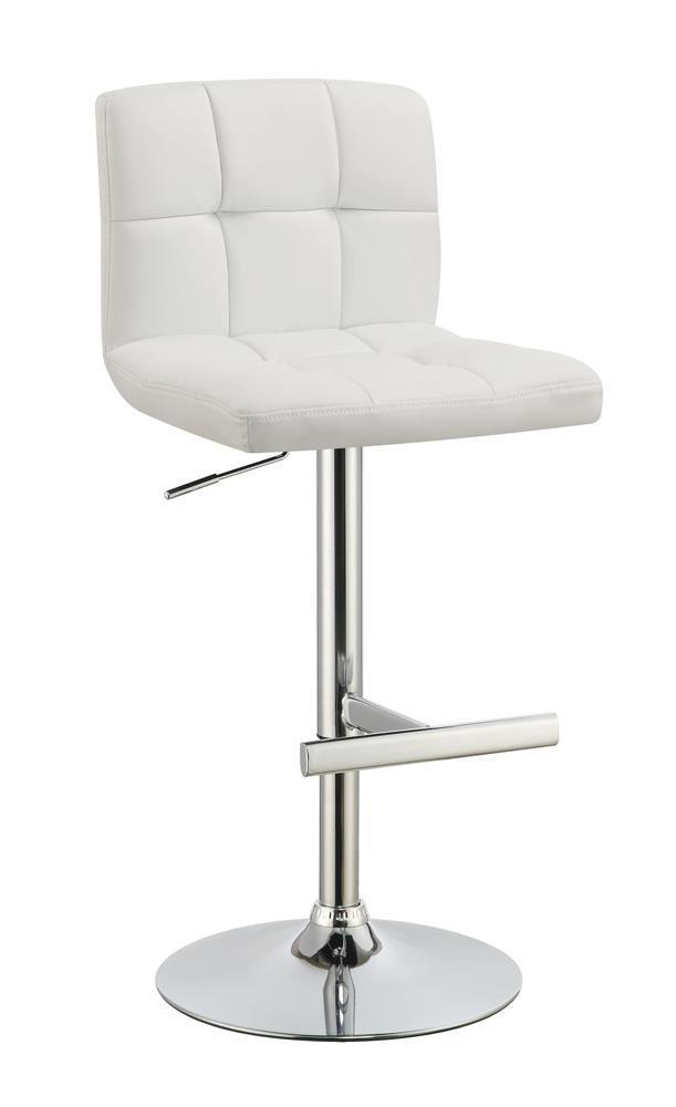 Lenny Adjustable Height Bar Stools Chrome And White (Set Of 2) - Ella Furniture