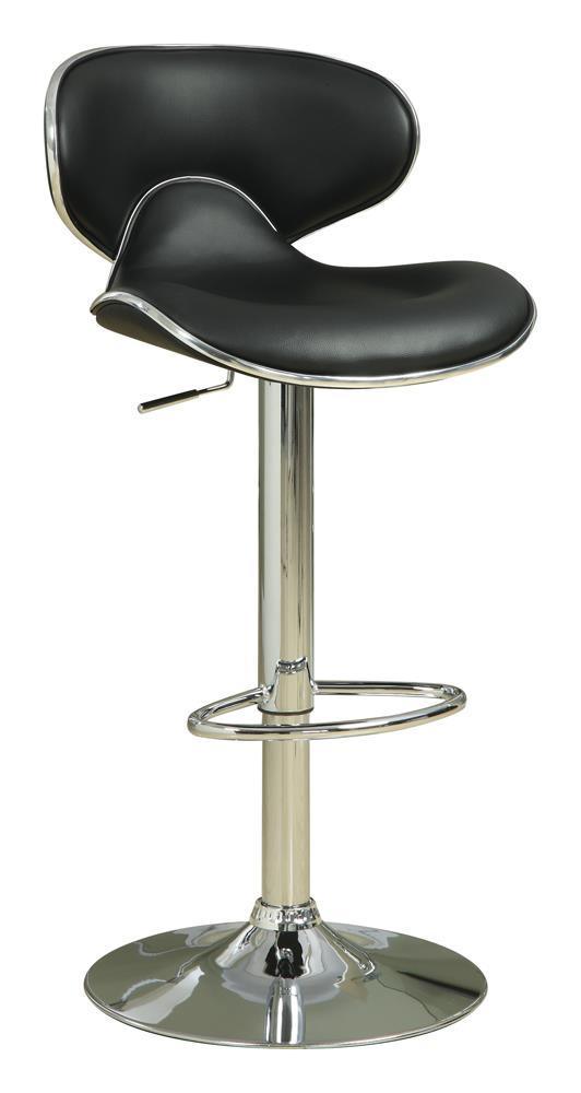 Edenton Upholstered Adjustable Height Bar Stools Black And Chrome (Set Of 2) - Ella Furniture