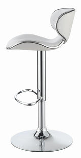 Edenton Upholstered Adjustable Height Bar Stools White And Chrome (Set Of 2) - Ella Furniture