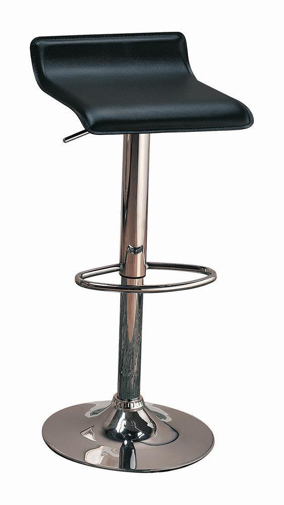 Bidwell 29″ Upholstered Backless Adjustable Bar Stools Black And Chrome (Set Of 2) - Ella Furniture