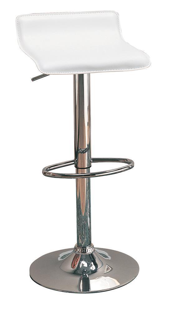 Bidwell 29″ Upholstered Backless Adjustable Bar Stools White And Chrome (Set Of 2) - Ella Furniture