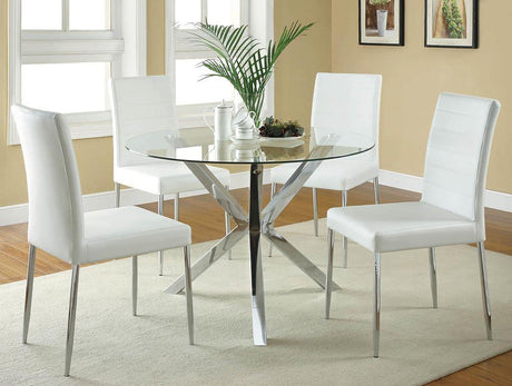 Vance Glass Top Dining Table With X-cross Base Chrome - Ella Furniture
