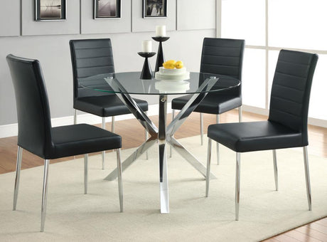 Vance Glass Top Dining Table With X-cross Base Chrome - Ella Furniture
