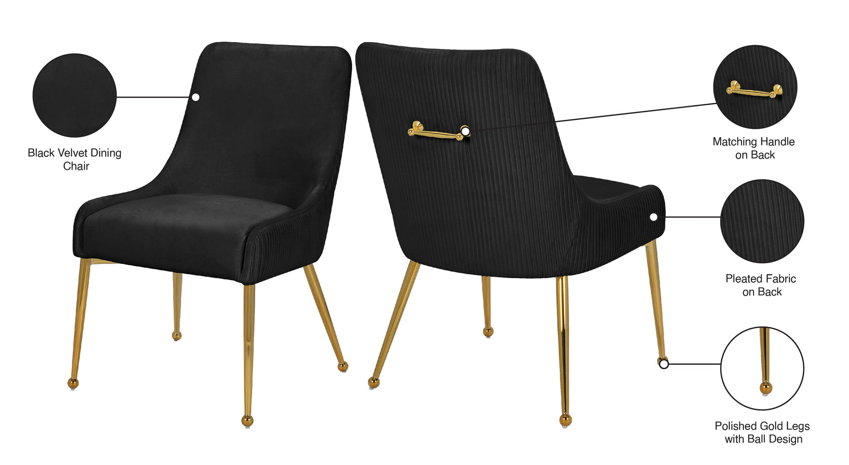 Ace Black Velvet Dining Chair - Ella Furniture