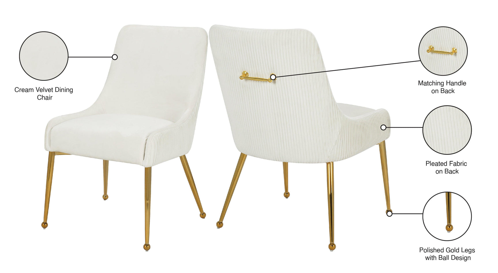 Ace Cream Velvet Dining Chair Collection - Ella Furniture