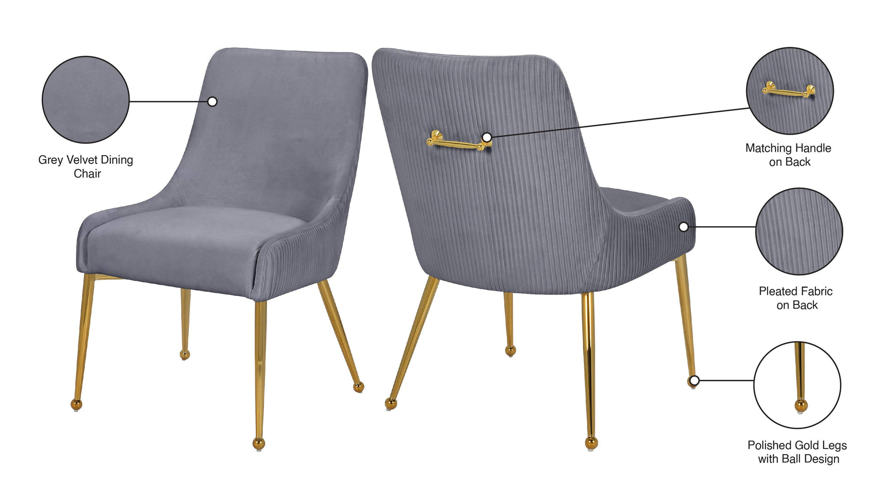Ace Grey Velvet Dining Chair - Ella Furniture