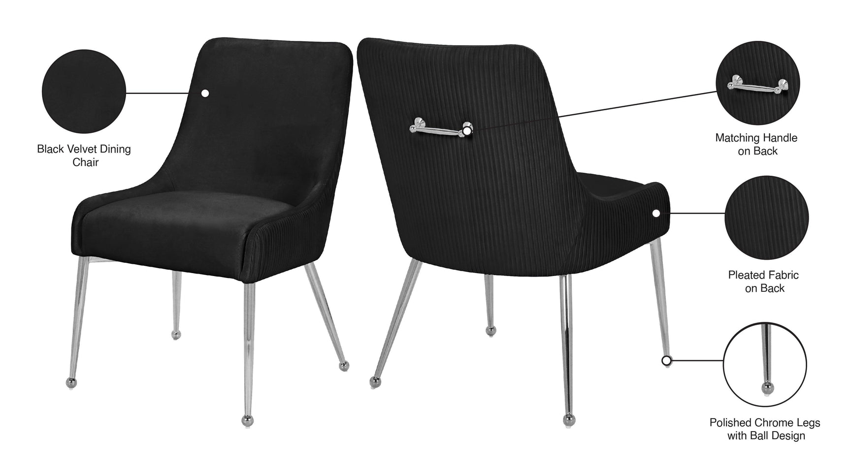 Ace Black Velvet Dining Chair Collection - Ella Furniture