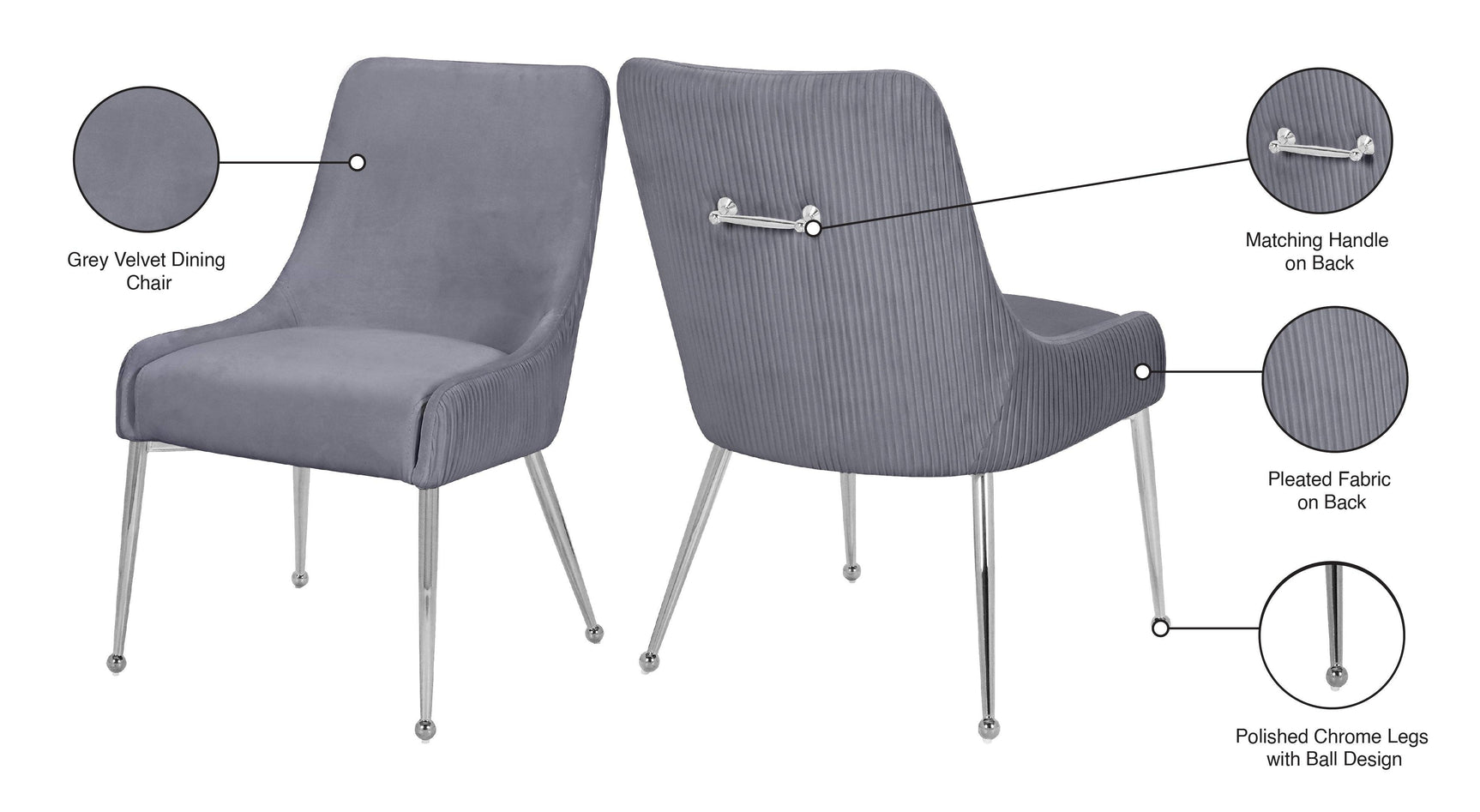Ace Grey Velvet Dining Chair 856Grey - Ella Furniture
