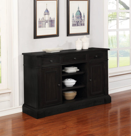 Phelps Rectangular Dining Table Antique Noir - Ella Furniture