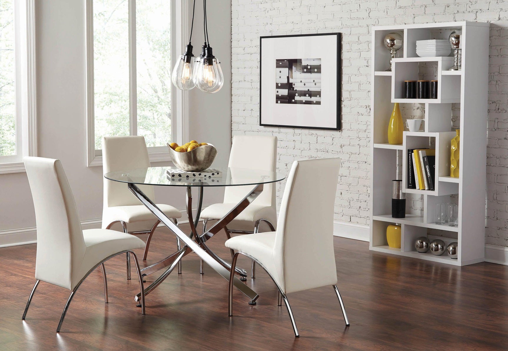 Bishop Upholstered Side Chairs White And Chrome (Set Of 2) - Ella Furniture