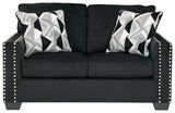 Gleston Onyx Velvet Loveseat - Ella Furniture