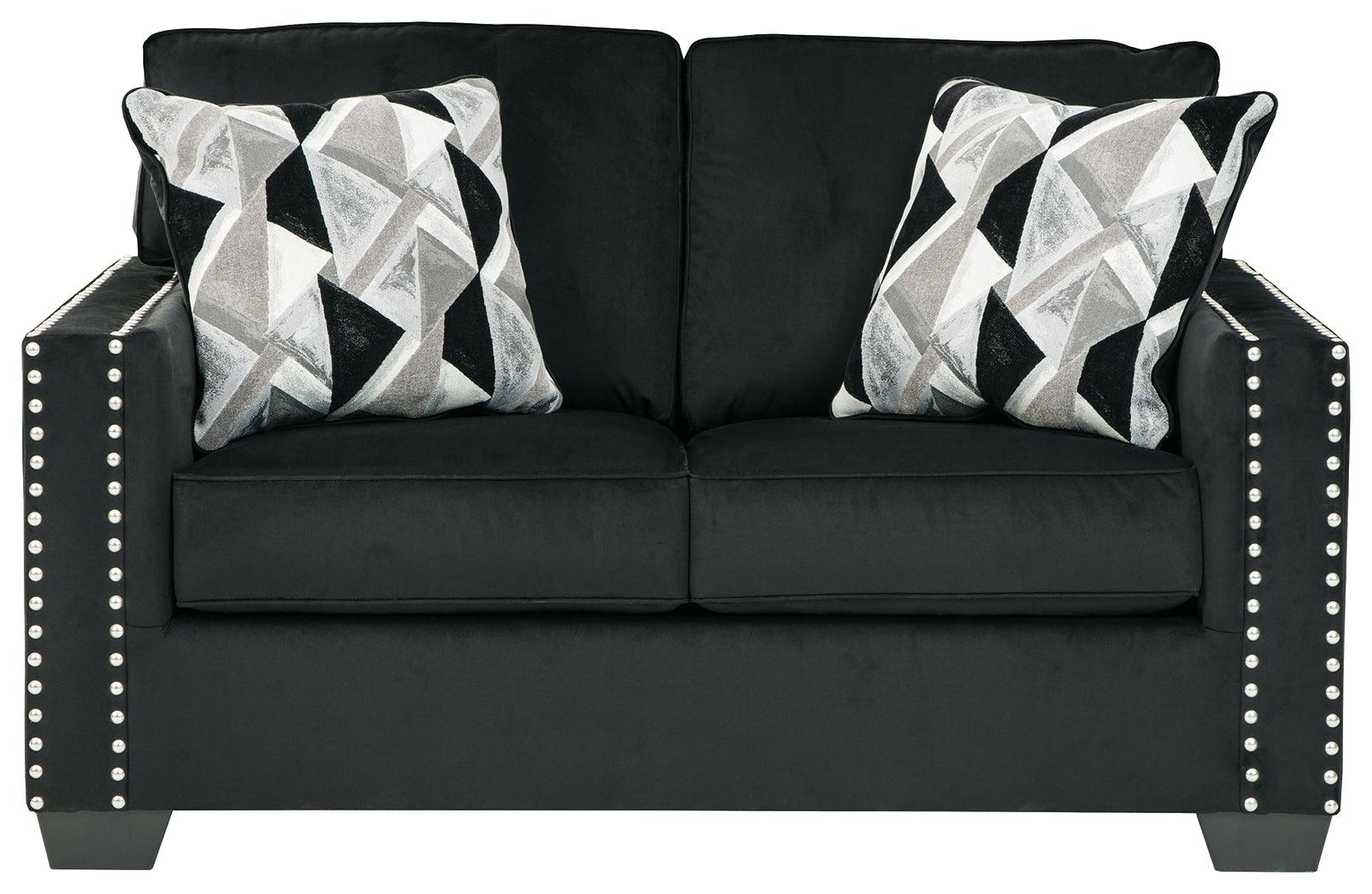 Gleston Onyx Velvet Loveseat - Ella Furniture