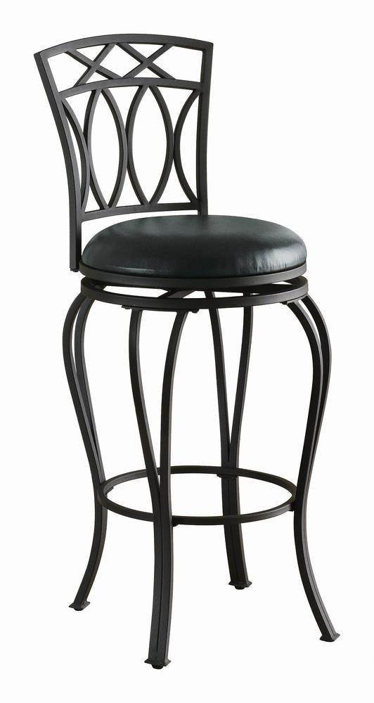 Adamsville Upholstered Swivel Bar Stool Black - Ella Furniture