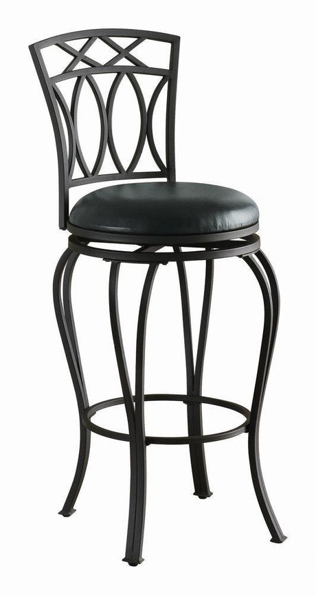 Adamsville Upholstered Swivel Bar Stool Black - Ella Furniture