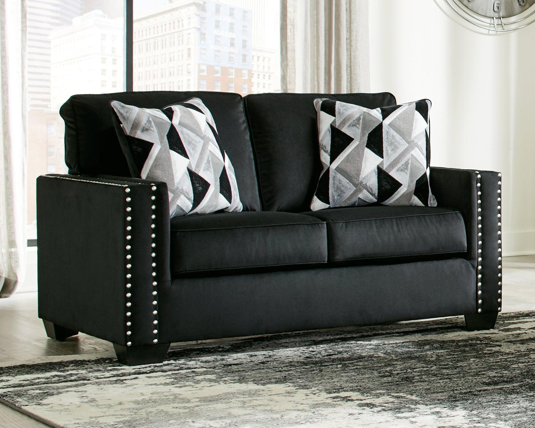 Gleston Onyx Velvet Loveseat - Ella Furniture