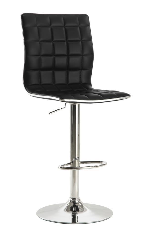 Ashbury Upholstered Adjustable Bar Stools Black And Chrome (Set Of 2) - Ella Furniture