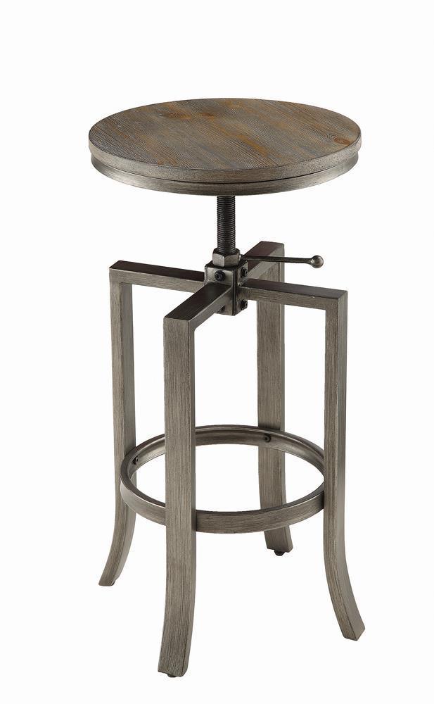 Bartlett Adjustable Height Swivel Bar Stools Brushed Nutmeg And Slate Grey (Set Of 2) - Ella Furniture