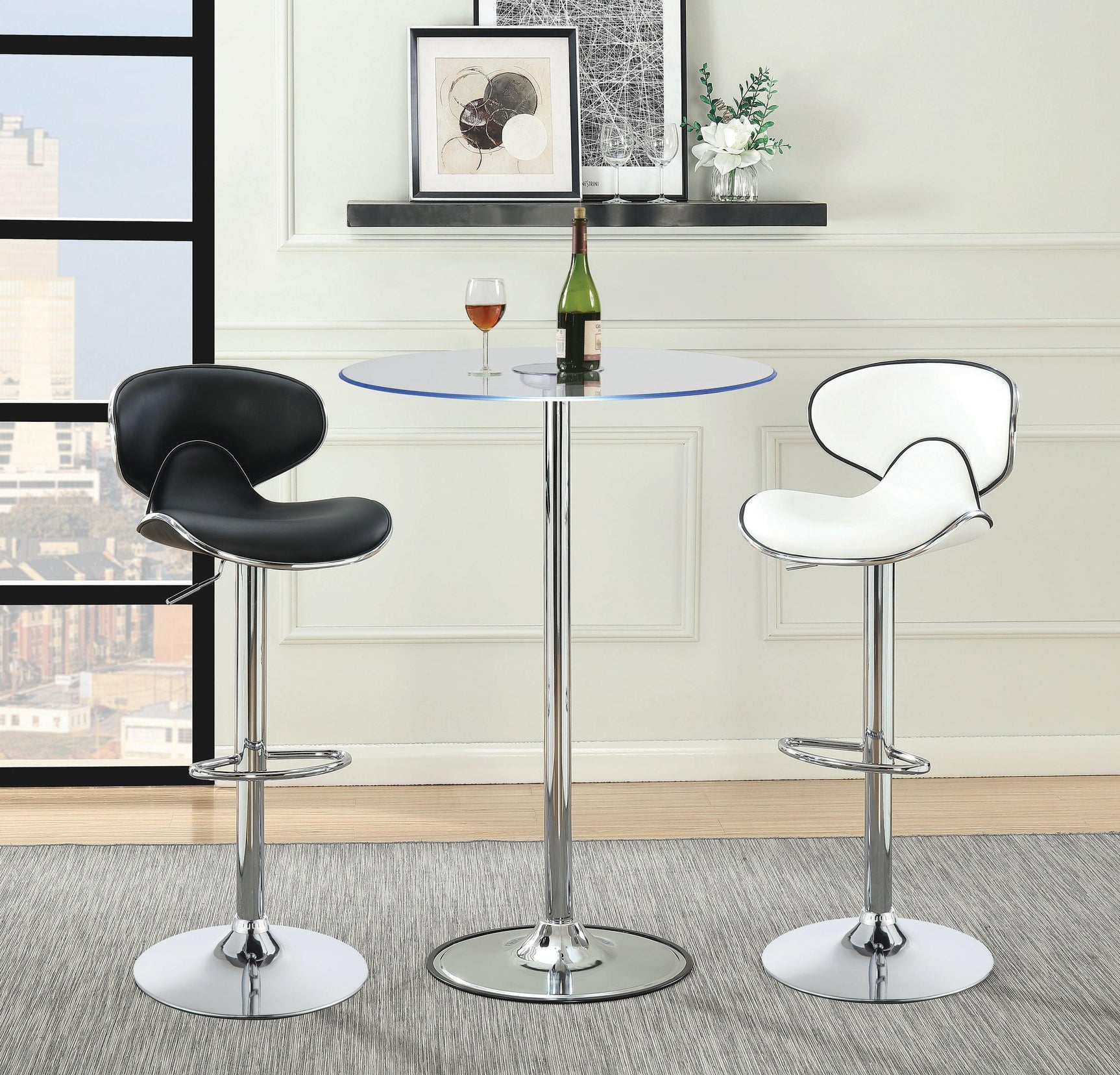 Thea LED Bar Table Chrome And Clear - Ella Furniture