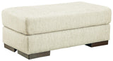 Caretti Parchment Velvet Ottoman - Ella Furniture