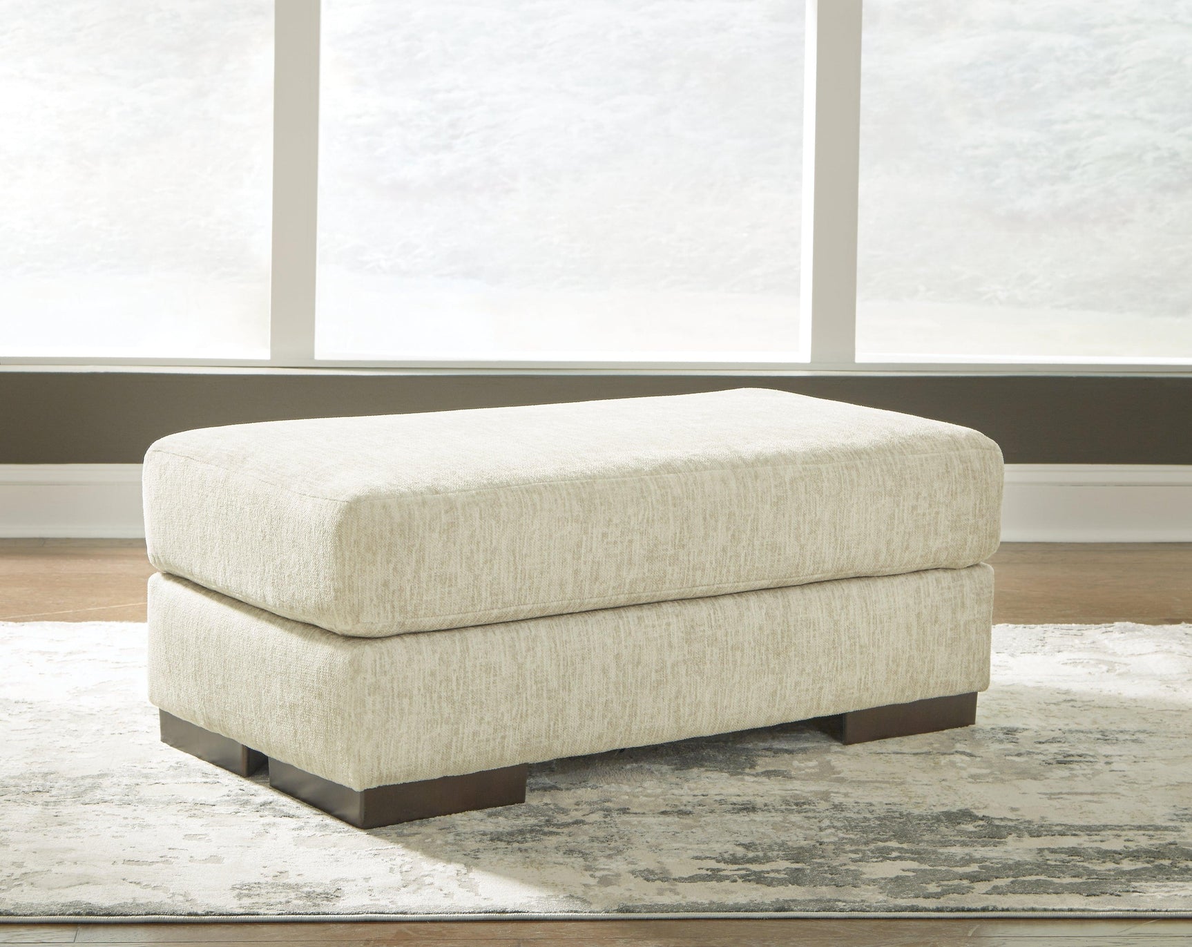 Caretti Parchment Velvet Ottoman - Ella Furniture