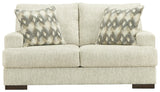 Caretti Parchment Velvet Loveseat - Ella Furniture