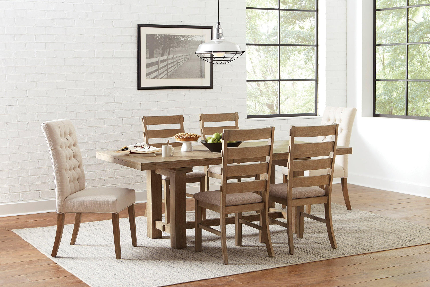 Douglas Tufted Back Dining Chairs Vineyard Oak (Set Of 2) - Ella Furniture