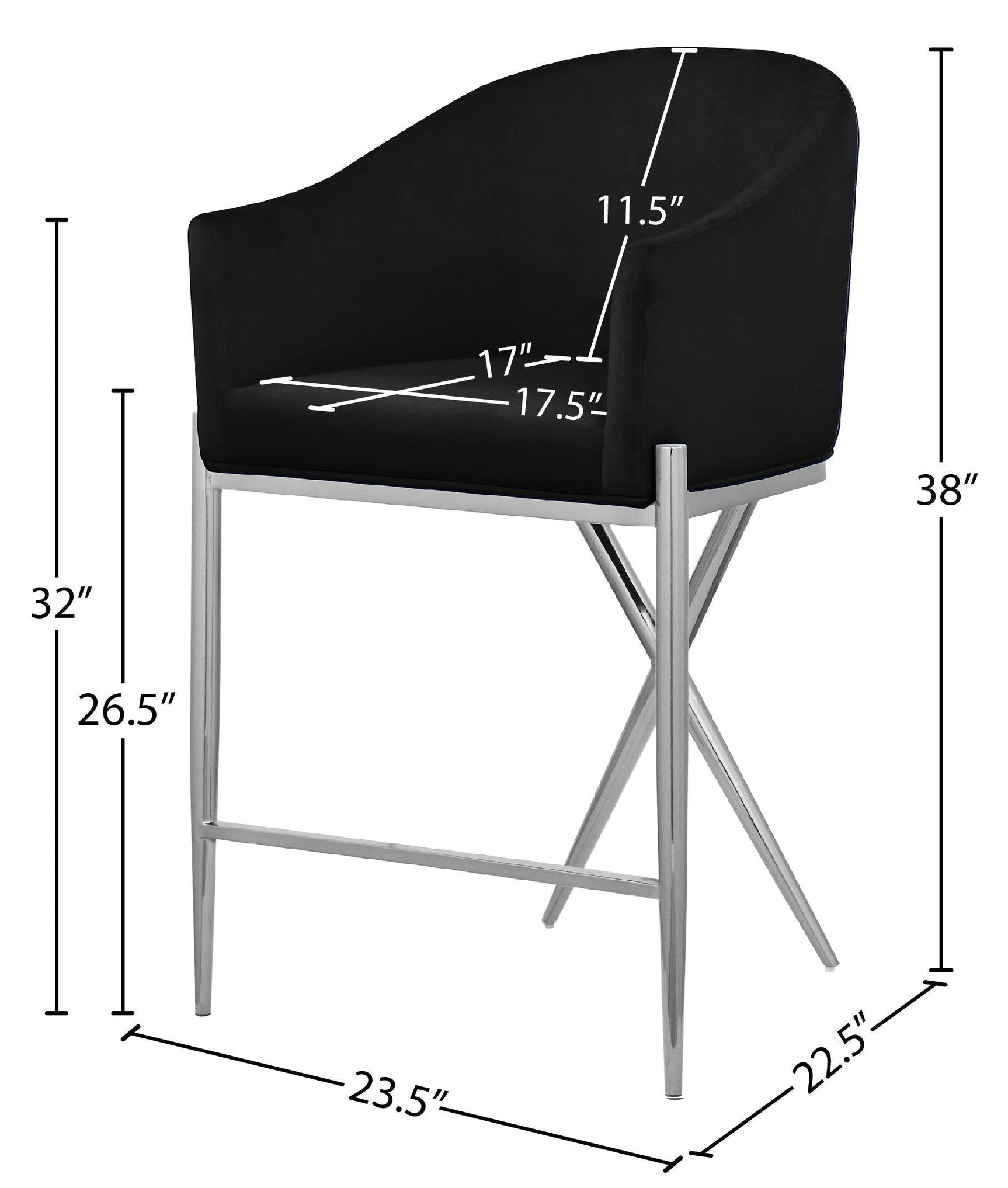Xavier Black Counter Stool - Ella Furniture