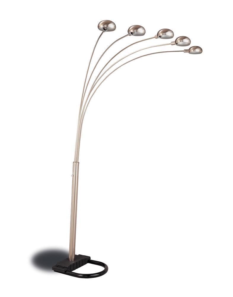 Dacre 5-Light Floor Lamp With Curvy Dome Shades Chrome And Black - Ella Furniture