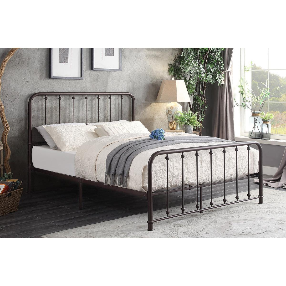 Larkspur Dark Bronze Finish Modern Traditional Full Platform Bed With Metal Frame - Ella Furniture