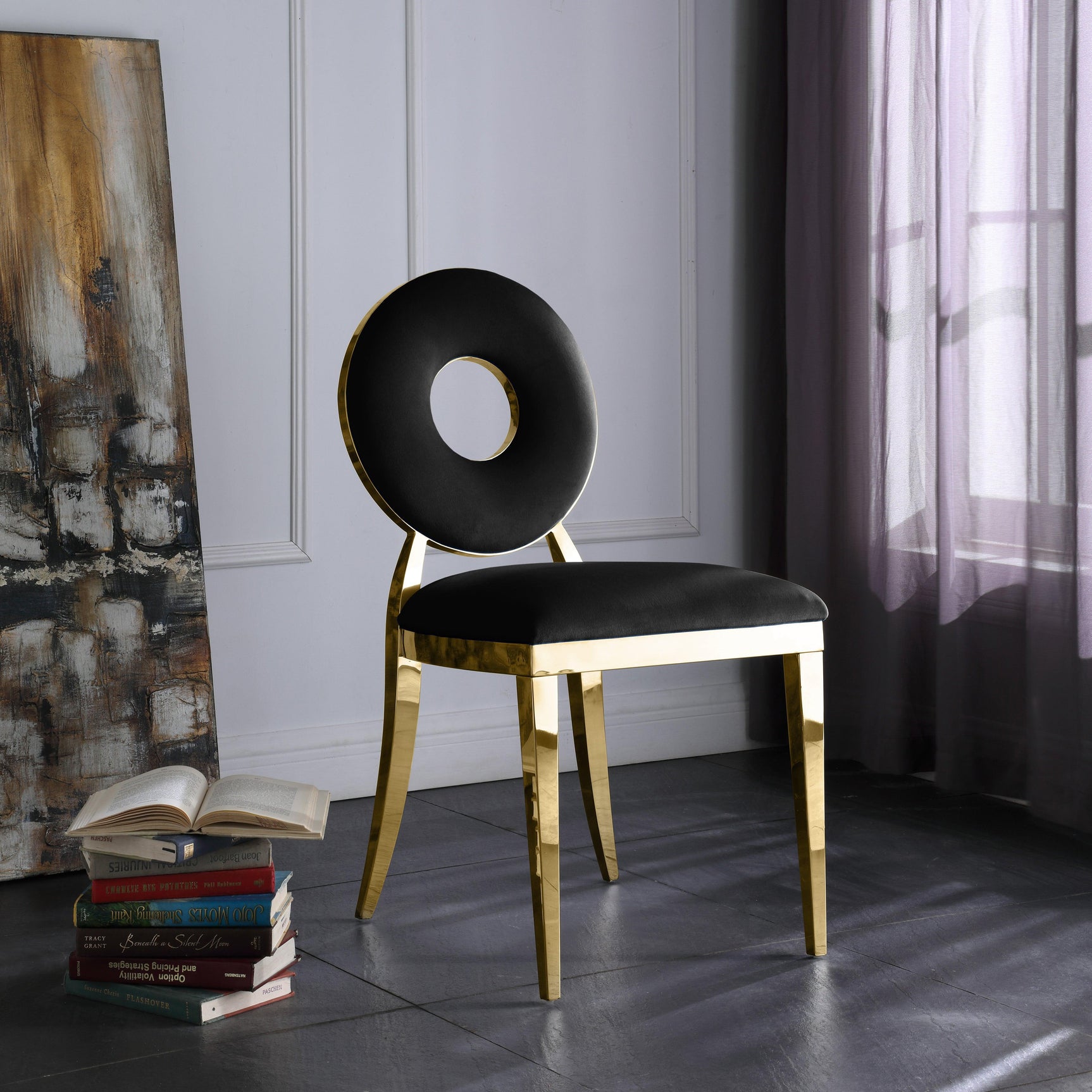 Carousel Black Velvet Dining Chair - Ella Furniture