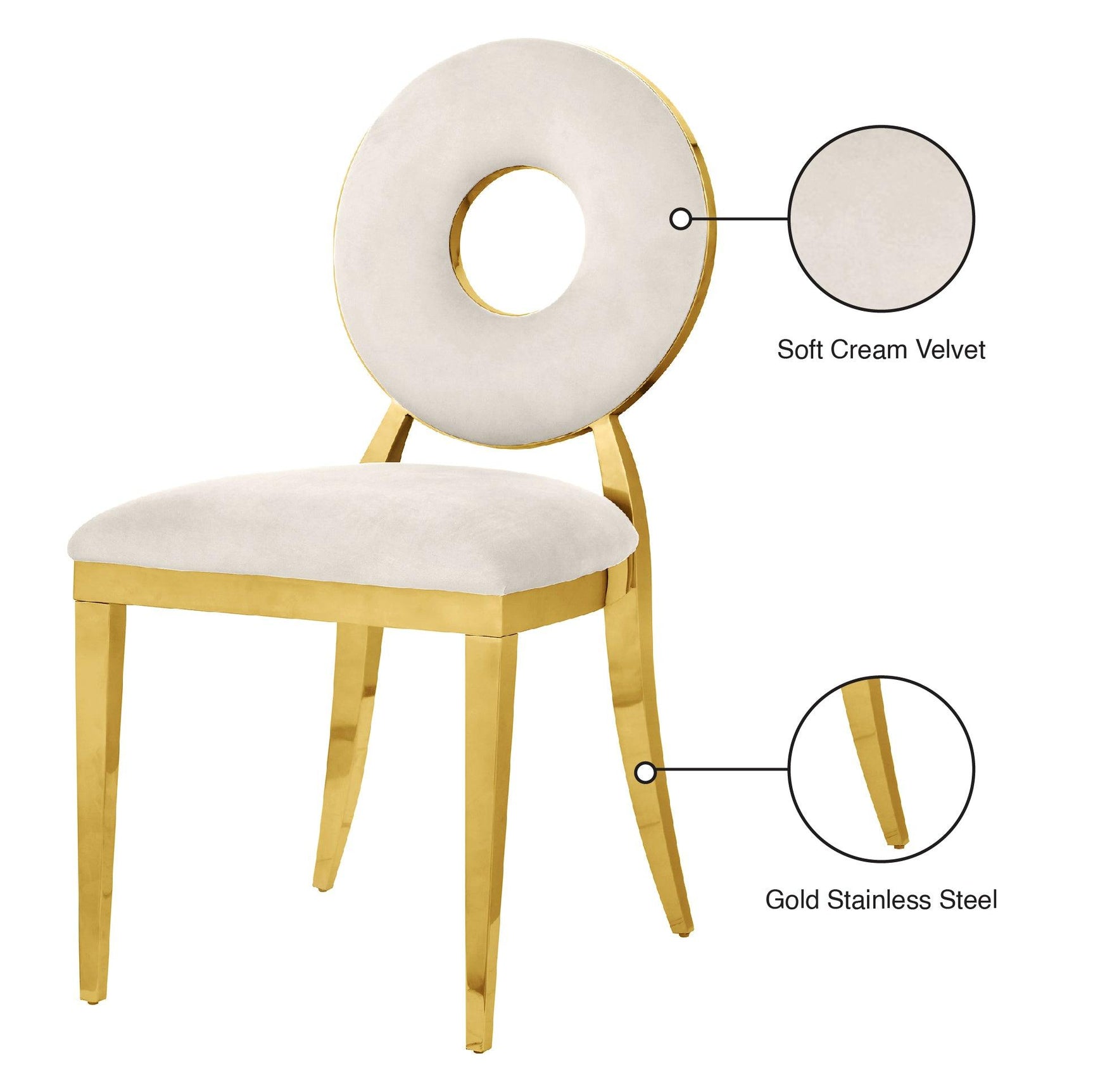 Carousel Cream Velvet Dining Chair - Ella Furniture