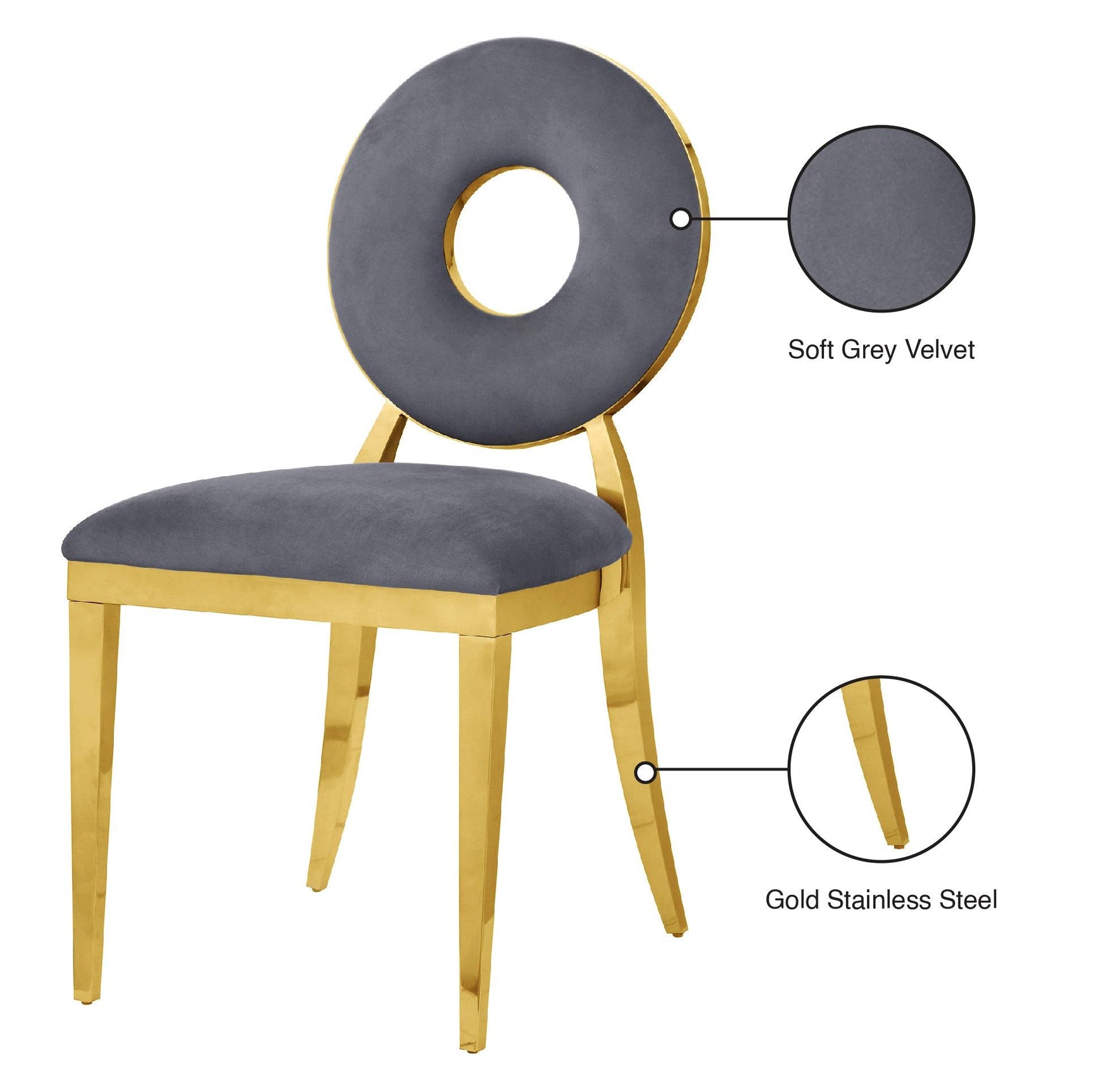 Carousel Grey Velvet Dining Chair 858Grey-c - Ella Furniture