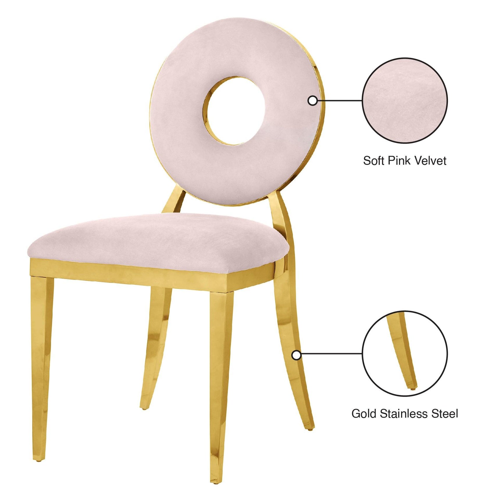 Carousel Pink Velvet Dining Chair - Ella Furniture