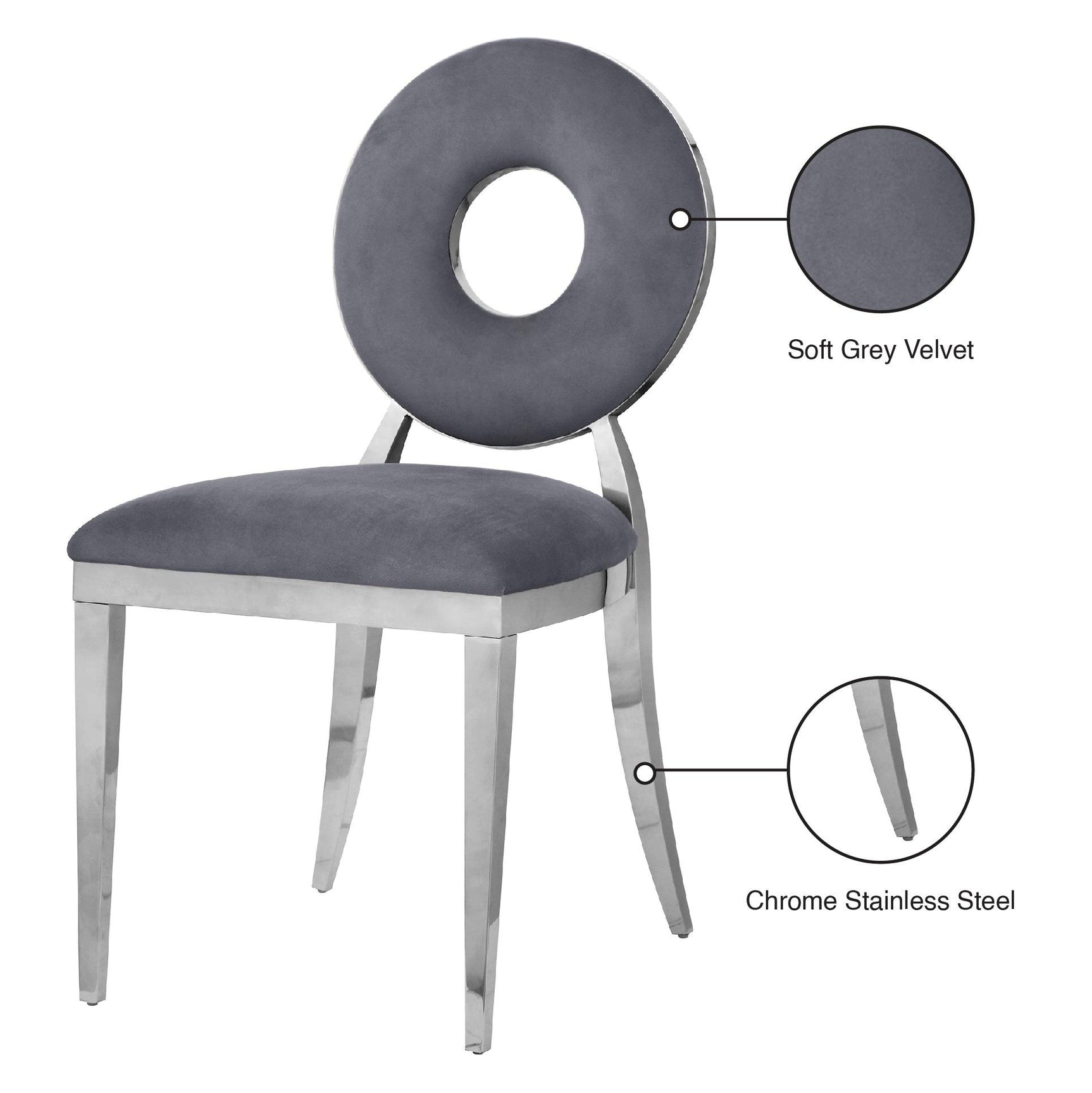 Carousel Grey Velvet Dining Chair - Ella Furniture