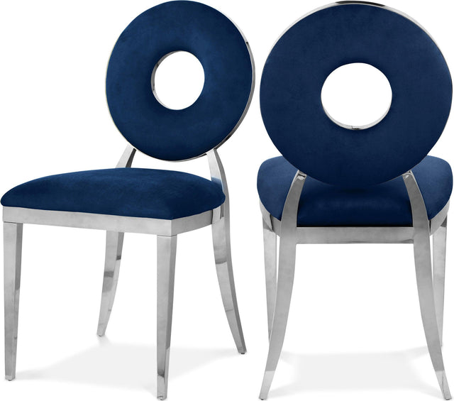 Carousel Blue Velvet Dining Chair 859Navy-c - Ella Furniture