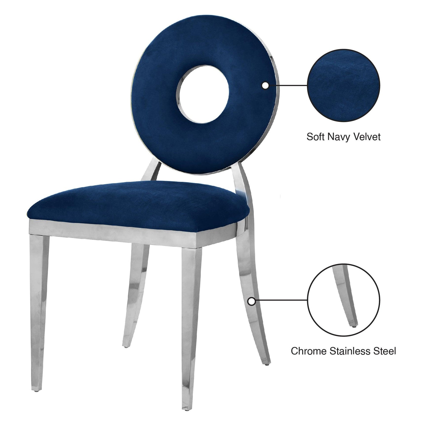 Carousel Blue Velvet Dining Chair 859Navy-c - Ella Furniture