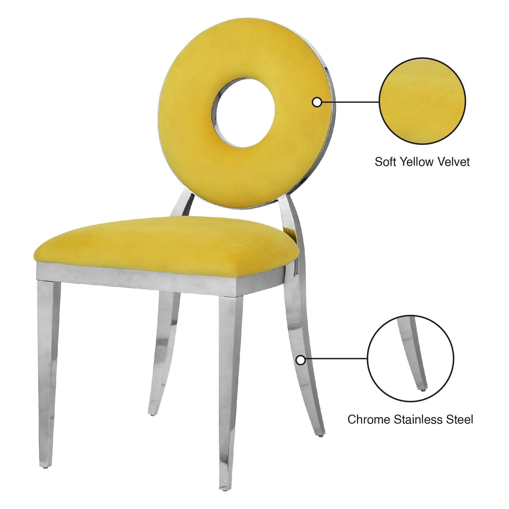 Carousel Yellow Velvet Dining Chair - Ella Furniture