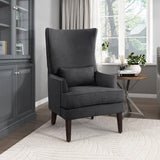 Avina Charcoal Traditional Solid Wood And Plywood Textured Fabric Accent Chair - Ella Furniture