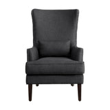 Avina Charcoal Traditional Solid Wood And Plywood Textured Fabric Accent Chair - Ella Furniture