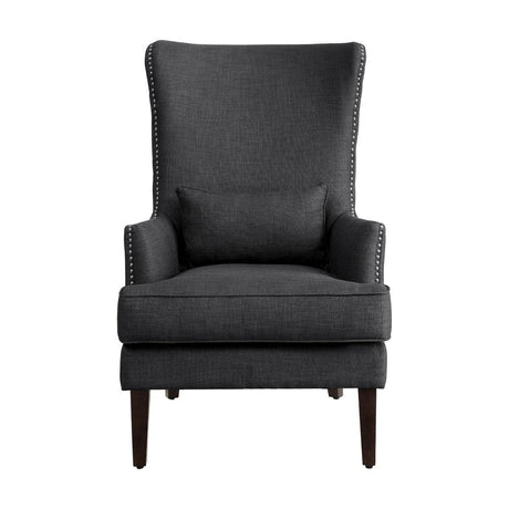 Avina Charcoal Traditional Solid Wood And Plywood Textured Fabric Accent Chair - Ella Furniture