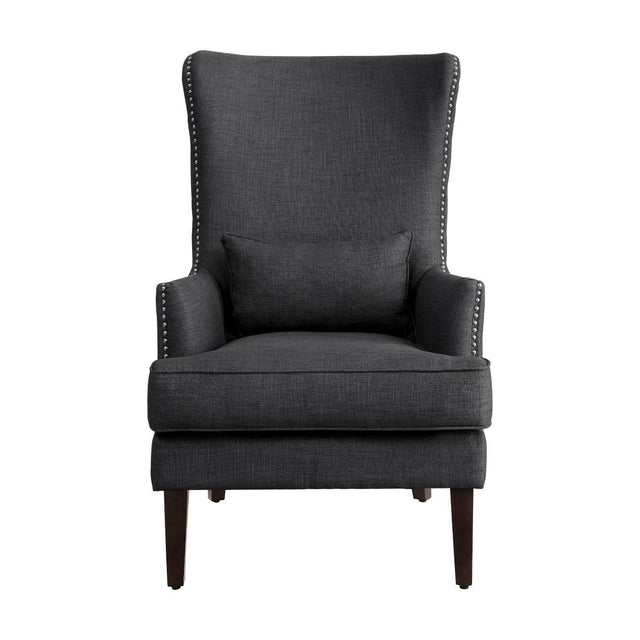 Avina Charcoal Traditional Solid Wood And Plywood Textured Fabric Accent Chair - Ella Furniture
